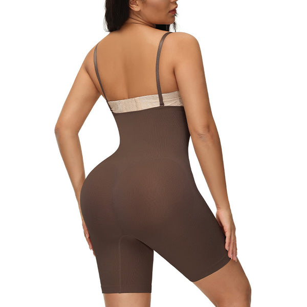 Women Tummy Control Shapewear Seamless Bodysuit Butt Lifter Full Body Shaper Bodysuit Open Bust Mid Thigh Body Shaper Shorts