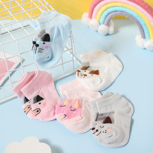 5-pack Baby Toddler Kid Cartoon Graphic Mesh Panel Socks