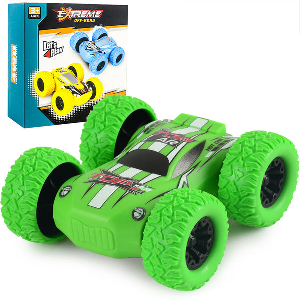 Kids Toy Pull Back Car Double-Sided Friction Powered Flips Inertia Big Tire 4WD Car Off-Road Vehicle Children Toy Gifts