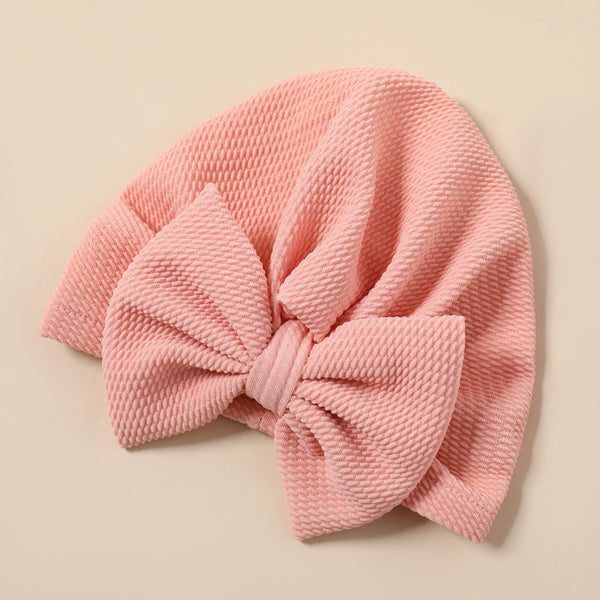 Baby Solid Textured Bow Turban Hat