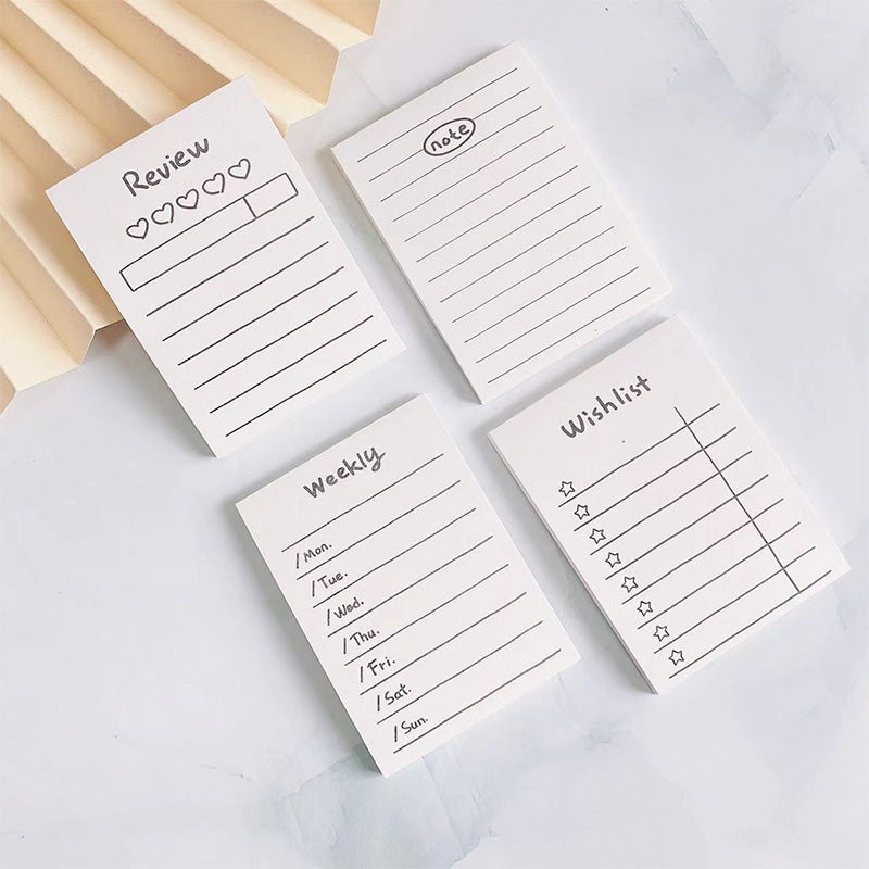 4-pack Sticky Notes 50 Sheets Review Note Weekly Planner Wishlist Message Memo Pad Note Pads Stationery Supplies