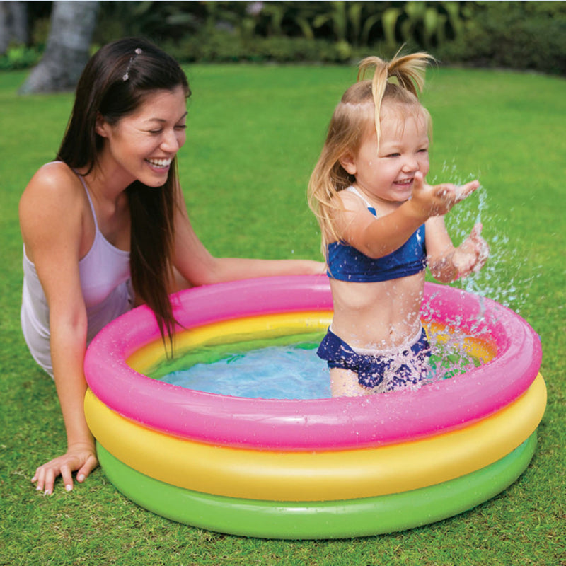Inflatable Kiddie Swimming Pool Paddling Pool Water Pool Colorful 3 Rings Inflatable Baby Ball Pit Pool