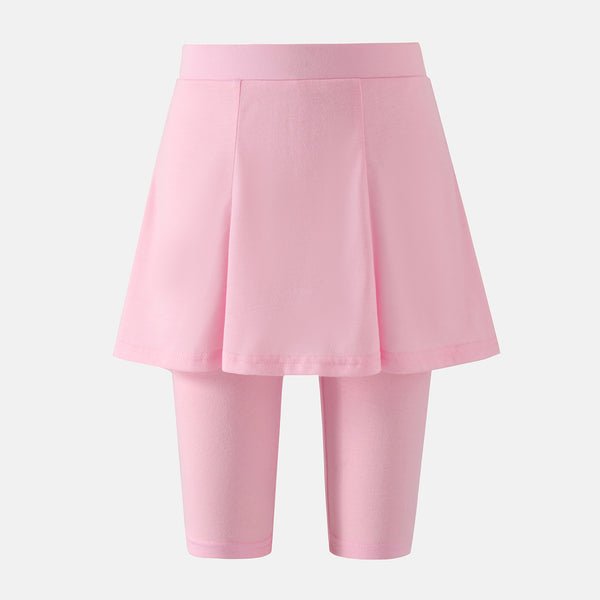 Kid Girl Solid Color Faux-two Skirt Leggings Shorts