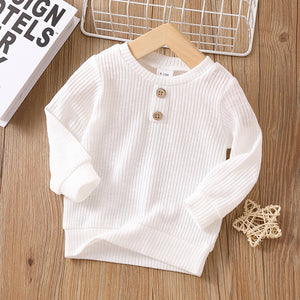 Toddler Boy Casual Solid Color Ribbed Long-sleeve Henley Shirt