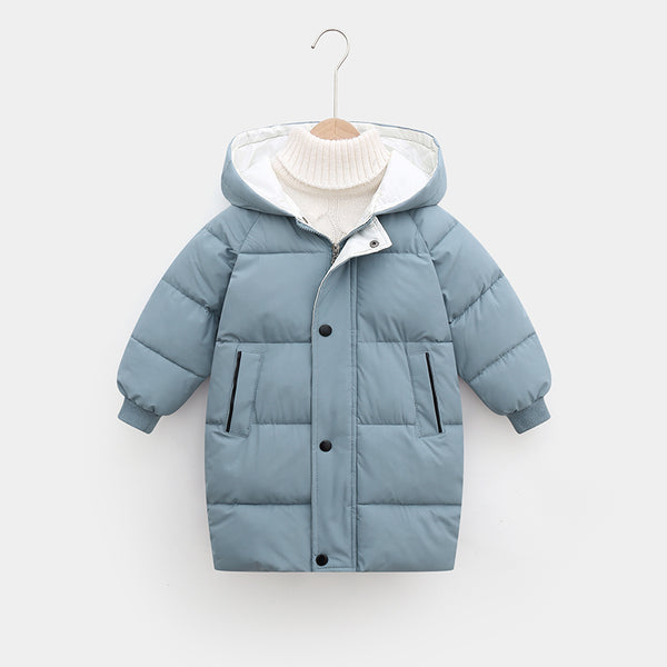 Toddler Boy/Girl Basic Solid Color Hooded Button Design Padded Coat