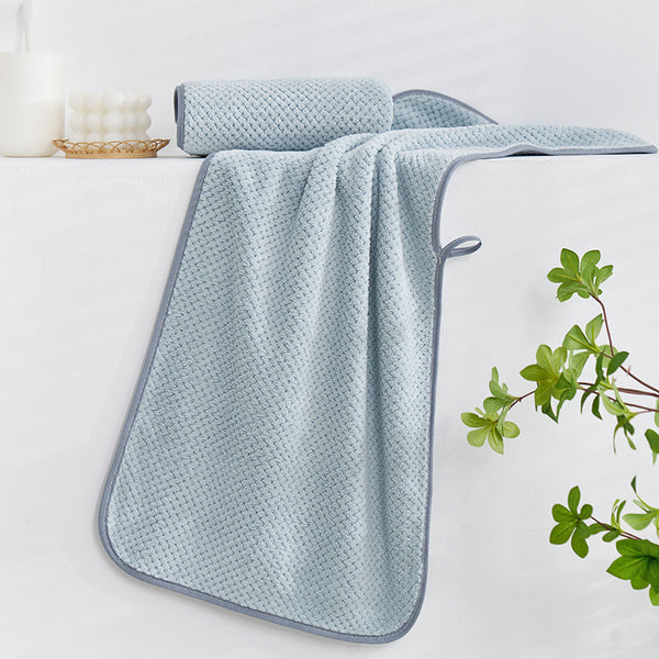 Pure Color Pineapple Lattice Towel Soft Absorbent Coral Fleece Bath Towel Face Towel