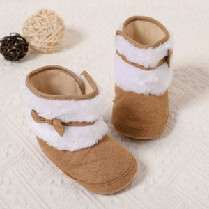 Baby/Toddler Bow Decor Khaki Plush Prewalker Shoes