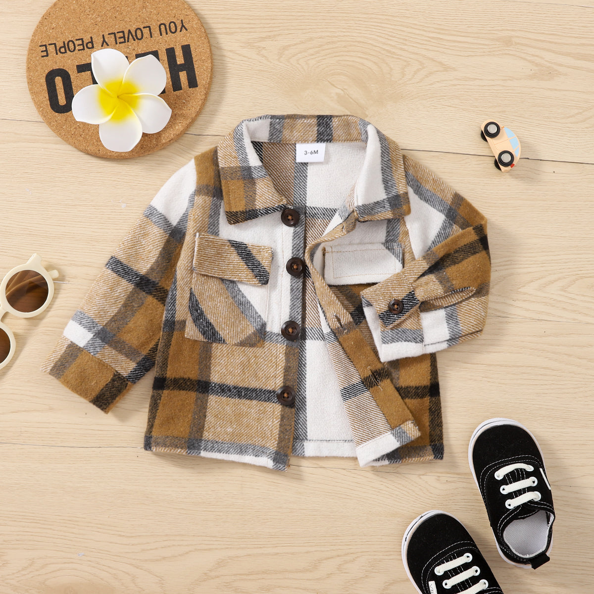 Baby Boy Button Front Plaid Long-sleeve Shirt Jacket