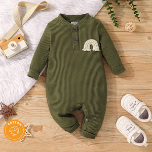 Baby Boy/Girl 95% Cotton Rib Knit Long-sleeve Rainbow Design Jumpsuit