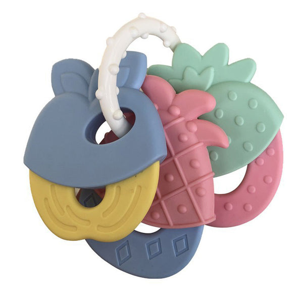 Food-grade Silicone Baby Teether Fruit Shape Baby Teethers with Rattle Infant Teething Toys
