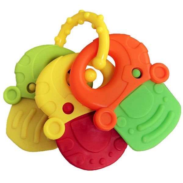Food-grade Silicone Baby Teether Fruit Shape Baby Teethers with Rattle Infant Teething Toys