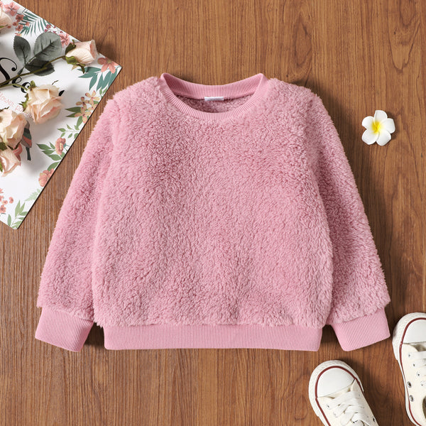 Toddler Girl/Boy Casual Solid Color Fleece Sweatshirt