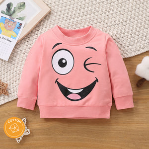 100% Cotton Baby BoyGirl Cartoon Print Long-sleeve Pullover Sweatshirt