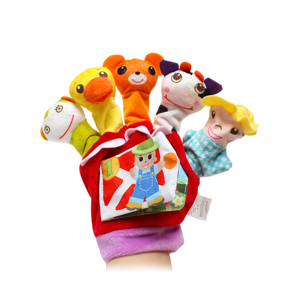 Baby Cartoon Animal Finger Puppet Cloth Book with Sound Paper Early Education Parent-Child Interactive Toys