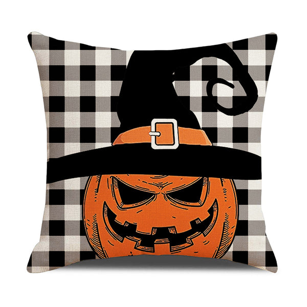 Halloween Throw Pillow Cover Pumpkin Print Linen Cushion Cover Sofa Pillow Cover