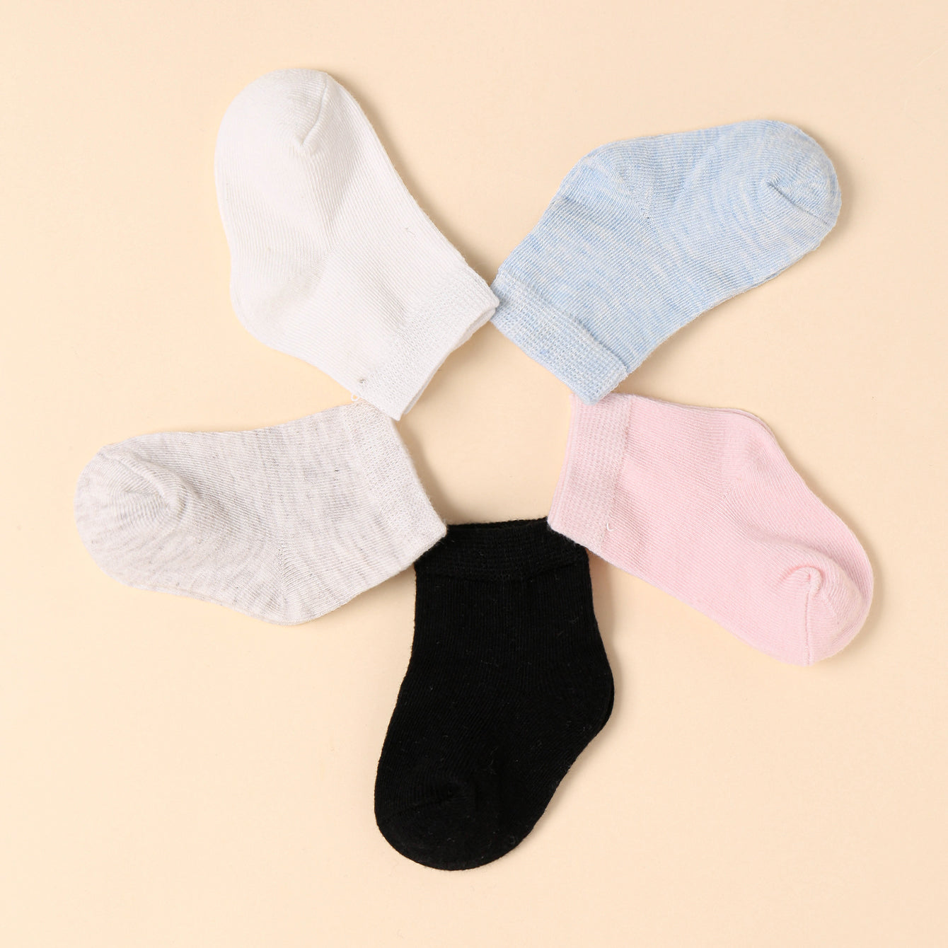 5-pairs 100% Cotton Baby Solid Socks