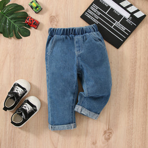 Baby Boy Letter Embroidered Jeans with Pockets