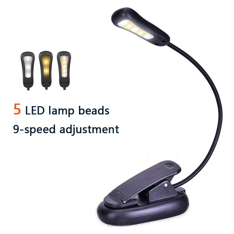 Portable 5LED Table Lamp with Clamp Flexible Gooseneck Eye-Protection Desk Lamp