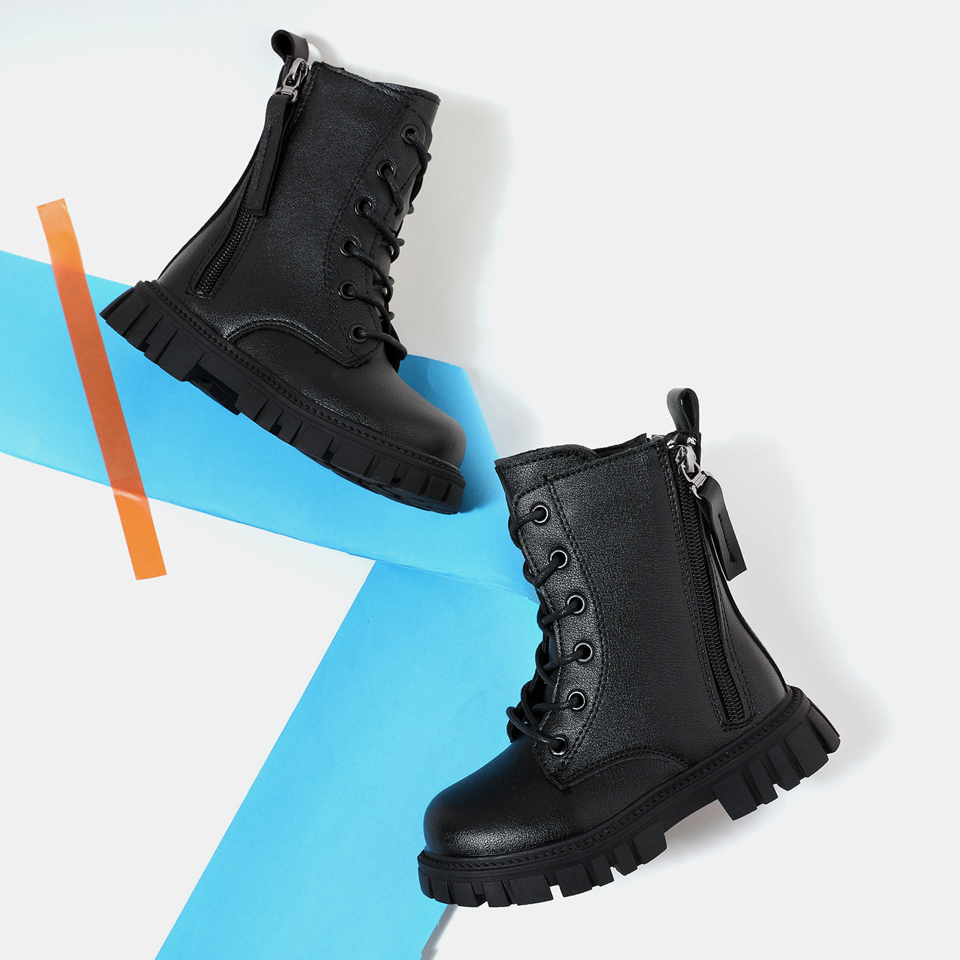 Toddler / Kid Lace Up Black High Top Boots