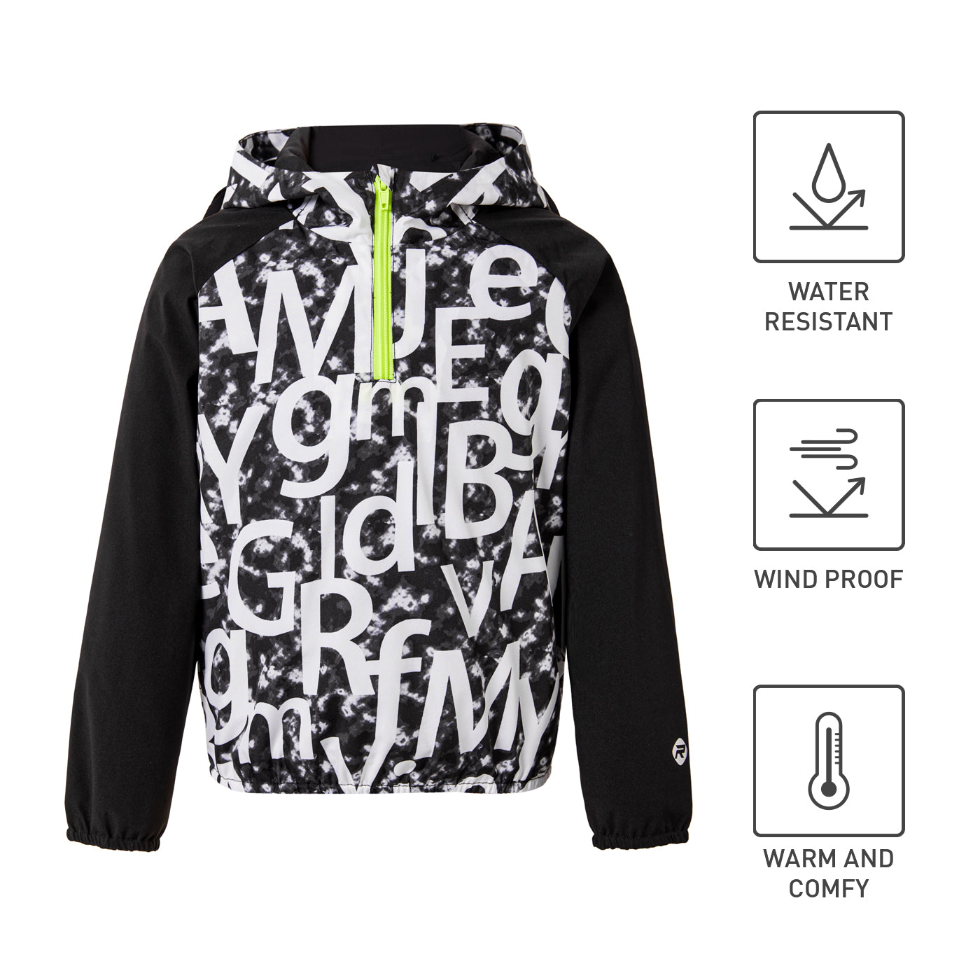 Activewear Kid Boy Letter Print Zipper Design Hoodie Sweatshirt