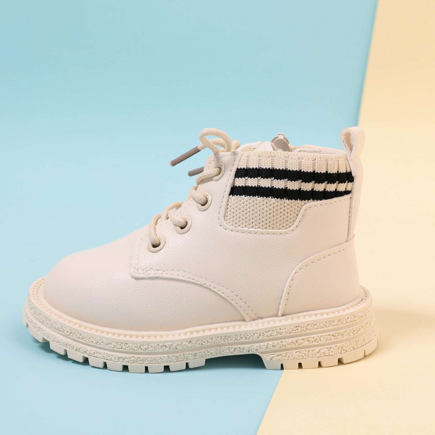 Toddler / Kid Stripe Detail Lace Up Front White Boots