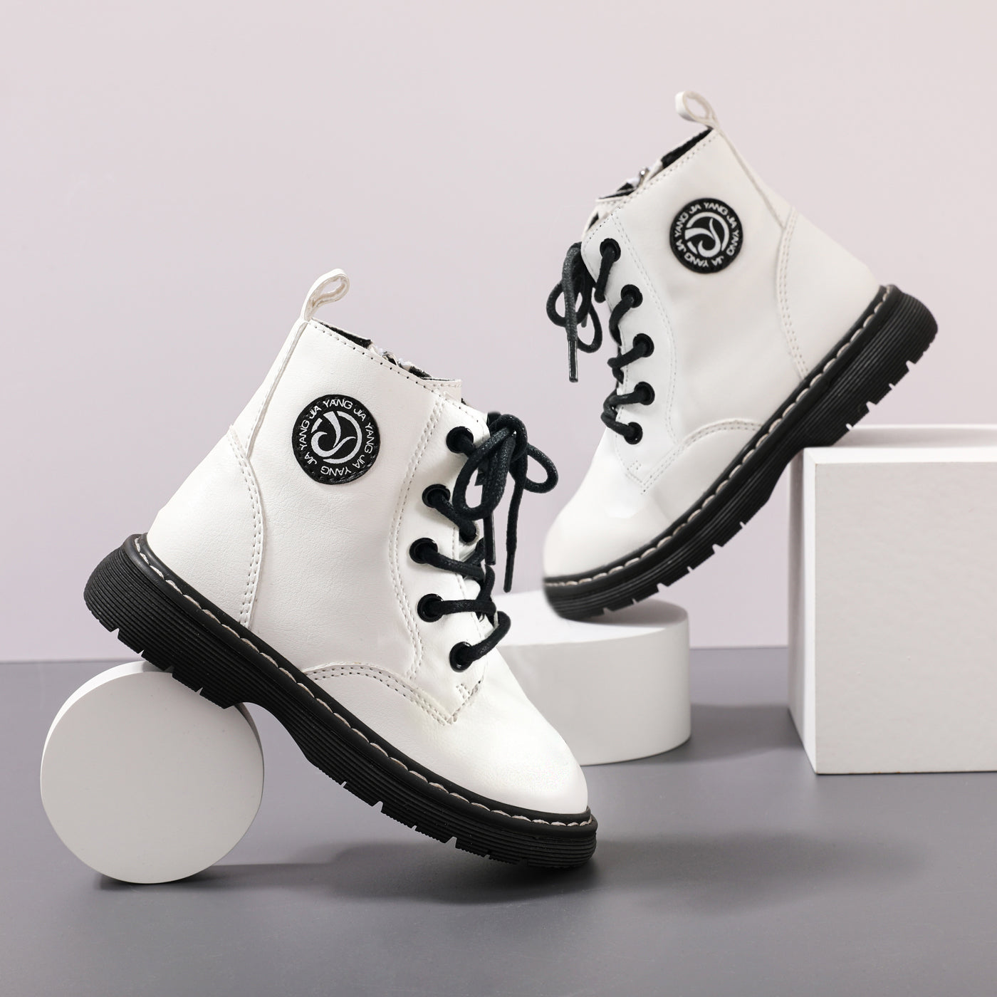 Toddler  Kid Letter Pattern Lace Up Boots