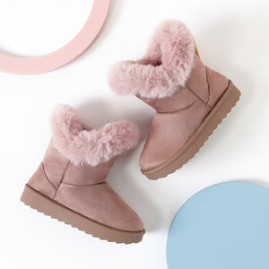 Toddler  Kid Fluffy Trim Pink Thermal Snow Boots
