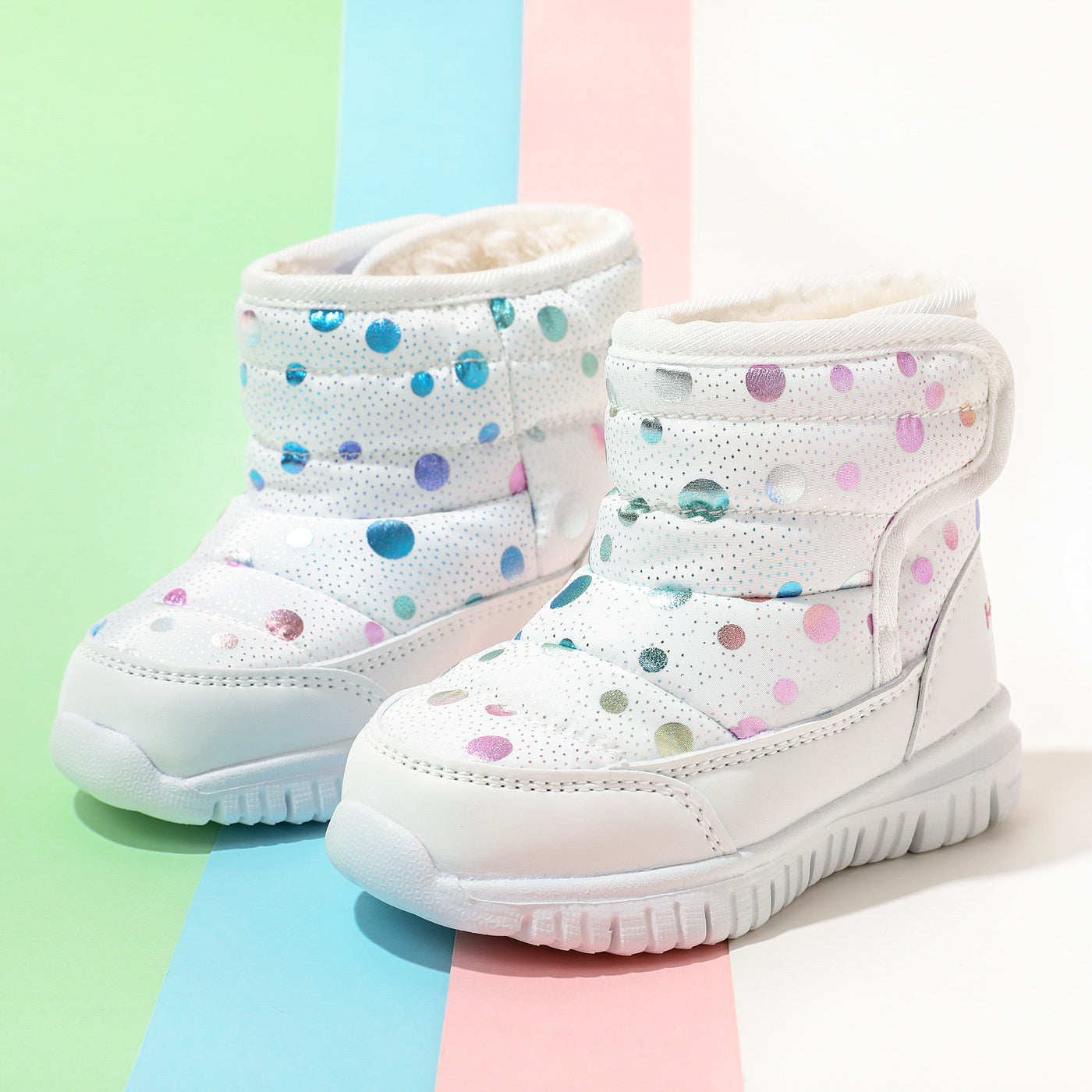 Toddler / Kid Colorful Dots Pattern Fleece-lining Thermal Snow Boots