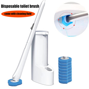 Disposable Toilet Brush with 8 Brush Heads Refill Heads Toilet Cleaning Tools