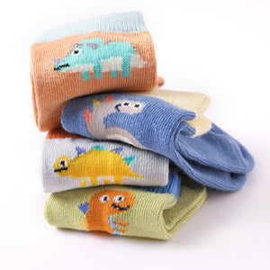 4-pairs Baby/Toddler Cartoon Dinosaur Graphic Socks