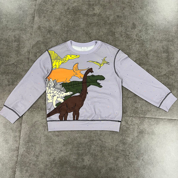 Kid Boy Colorful Dinosaur Print Pullover Sweatshirt