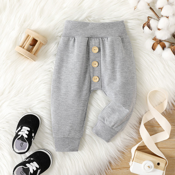 Baby Boy/Girl Button Front Solid Sweatpants