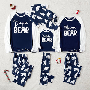 Christmas Family Matching Bear  Letter Print Raglan-sleeve Pajamas Sets (Flame Resistant)