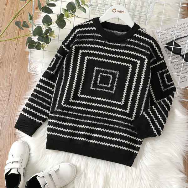 Kid Boy Geometric Pattern Knit Sweater