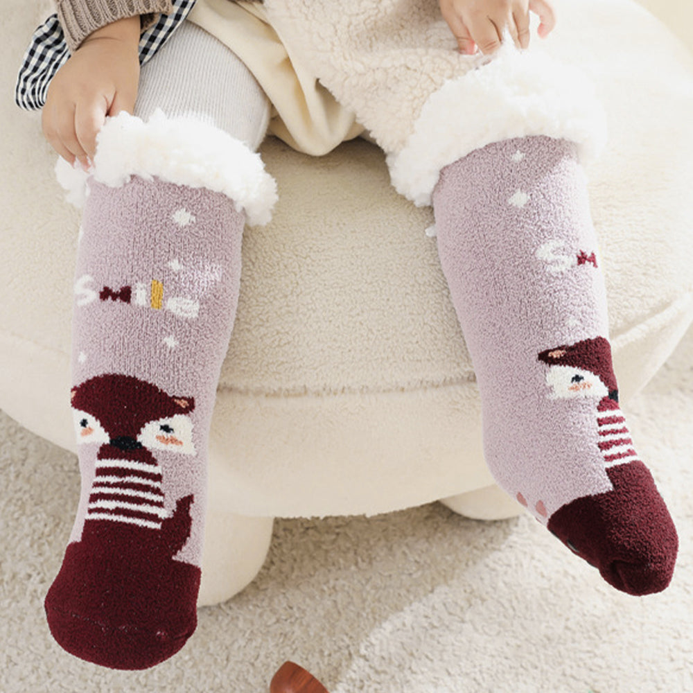 Baby Christmas Fluffy Trim Thick Long Stockings