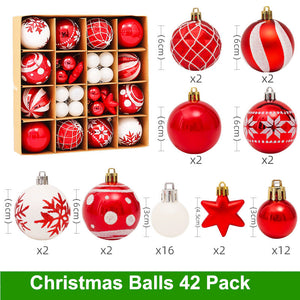 42-pack44-pack Christmas Ball Ornaments Set with Stuffed Delicate Glittering Decorations for Xmas Tree Wreath Garland Decor