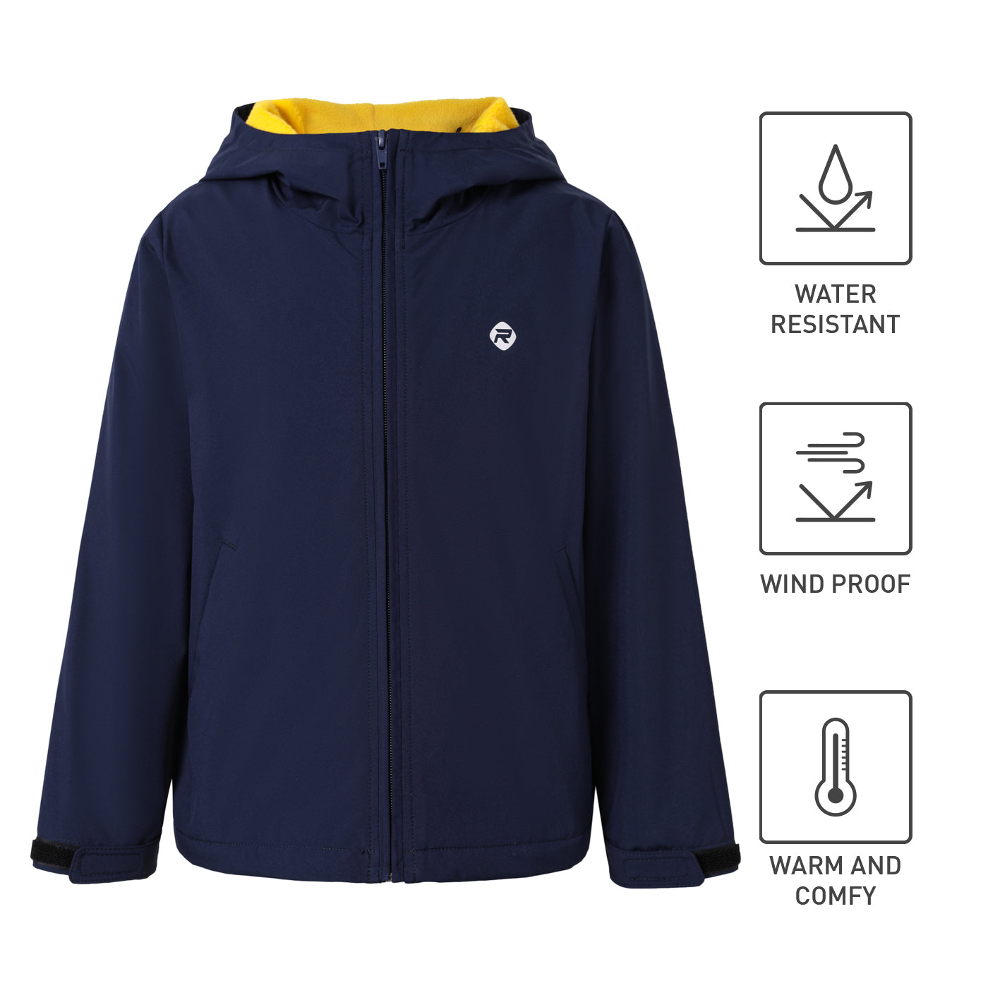 Activewear Kid Boy/Kid Girl Solid Color Water Resistant Fleece Lined Hooded Jacket