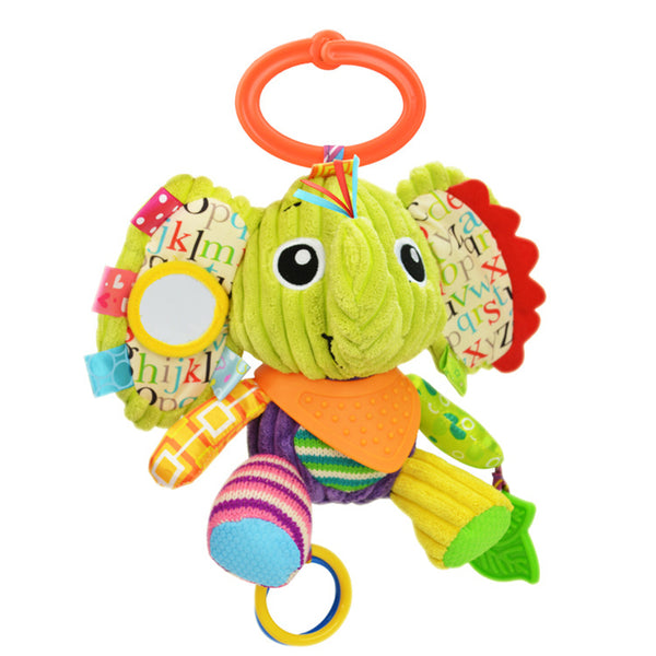 Baby Plush Animal Rattle Doll Car Seat Stroller Crib Soothing Toys with Teether and Sound Paper