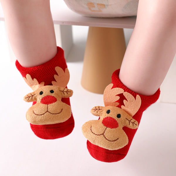 5-pairs Baby  Toddler Christmas 3D Cartoon Decor Non-slip Socks