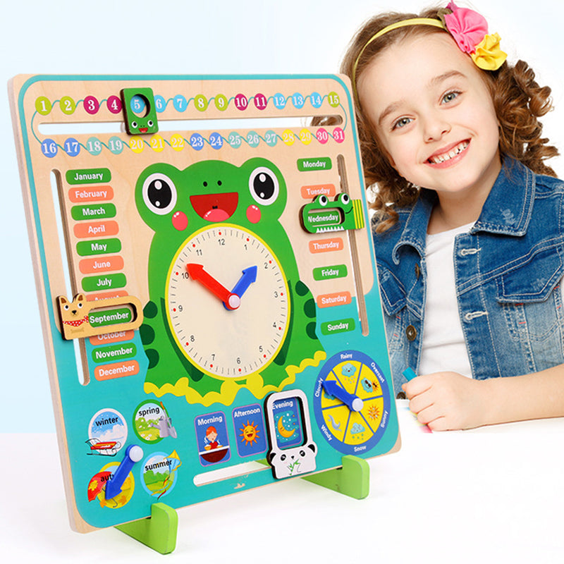 Montessori Wooden Toys Kids Clock Creative Unique Learning Toy About Seasons Weather Time Months Days of Week