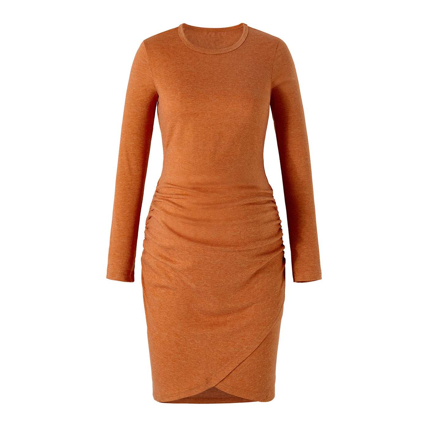 Maternity Solid Ruched Side Long-sleeve Bodycon Dress