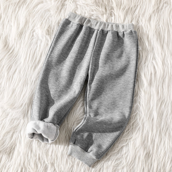 Toddler Boy Basic Solid Color Fleece Lined Elasticized Pants
