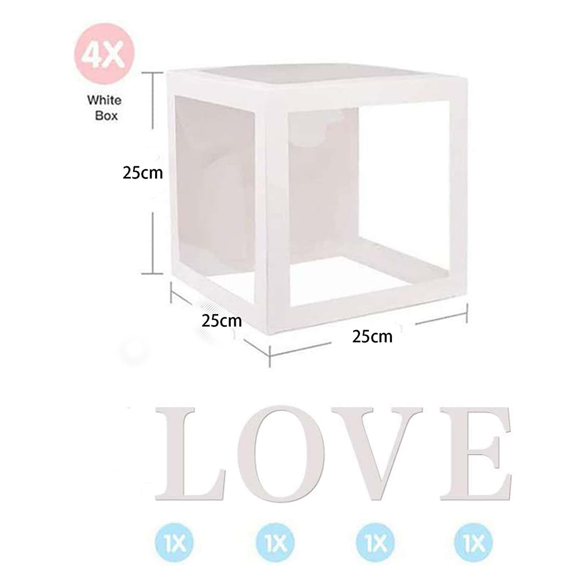 4pcs Valentines Day Decorations Transparent Balloons Boxes with 4 Letters LOVE for Valentine's Day Anniversary Wedding Engagement Party Supplies Decorations