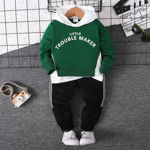 2pcs Toddler Boy Trendy Faux-two Letter Print Hoodie Sweatshirt and Elasticized Pants Set