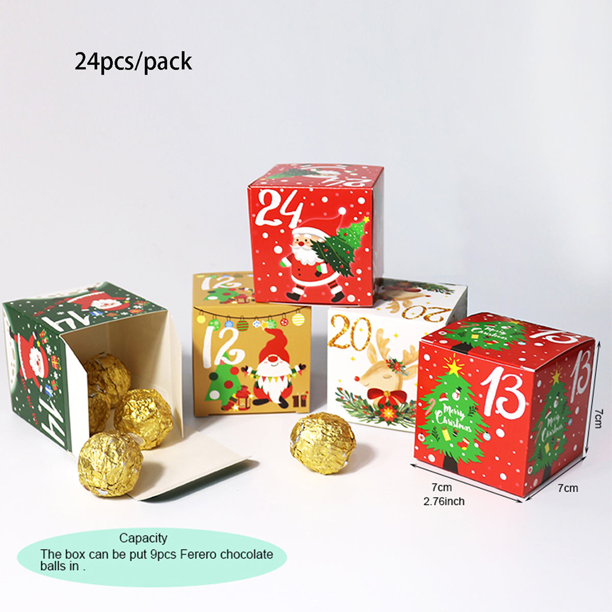 24pcs Christmas Pattern Gift Box No. 1 24 Xmas Candy Box
