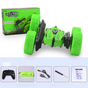Remote Control Car 4WD 2.4Ghz Double Sided 360¡ã Rotating 180¡ã Tumbling with Headlights Kids Stunt Car Toy