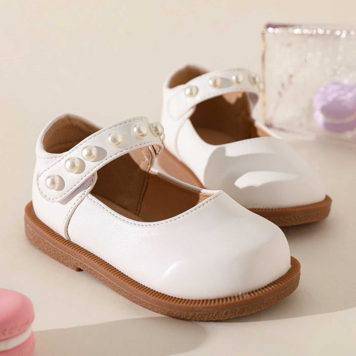 Toddler / Kid Faux Pearl Decor White Flats