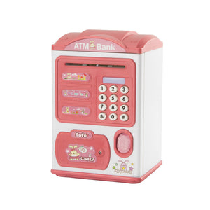 Kids Piggy Bank Electronic Mini ATM Savings Machine with Password & Fingerprint Unlocking Simulation & Music & Chinese-English Bilingual Switch