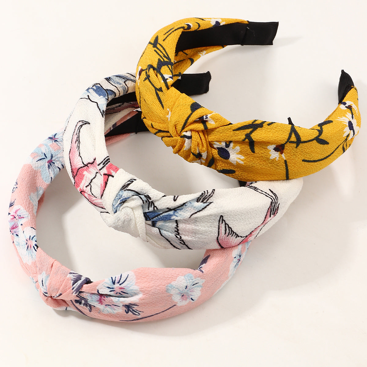 3-pack Floral Pattern Knot Decor Hair Hoop Headband for Girls