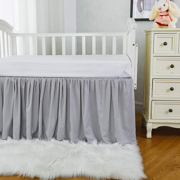 100% Cotton Ruffled Crib Bed Skirt with Split Corners Nursery Crib Bedding Accessory Toddler Bedding